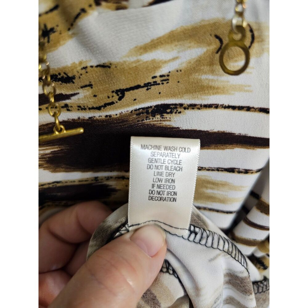 Emma & Michele Printed Wrap Dress Size M Brown Black Animal Print Belted - Picture 4 of 10
